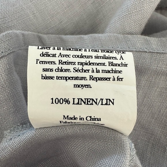 Grae Cove A Line Short Sleeve Linen Dress Women XL Blue Gray V Neck Pockets - Picture 8 of 9